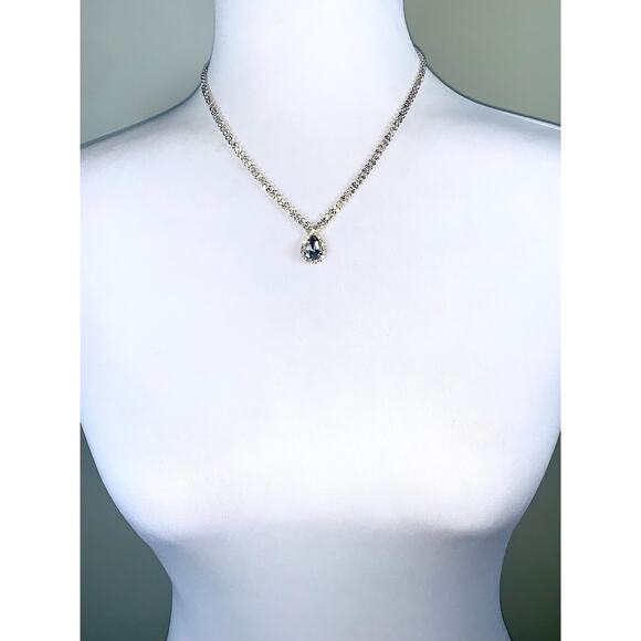 Napier Double Strand Rhinestone Teardrop Pendant Statement Necklace NWT - Picture 2 of 6